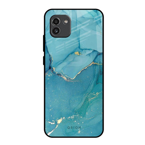 Blue Golden Glitter Glossy Case for Samsung Galaxy A03