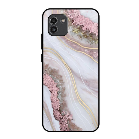 Pink & Gold Gllitter Marble Glossy Case for Samsung Galaxy A03