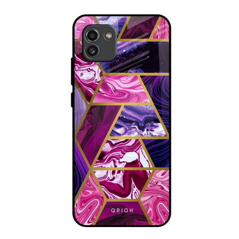 Electroplated Geometric Marble Glossy Case for Samsung Galaxy A03