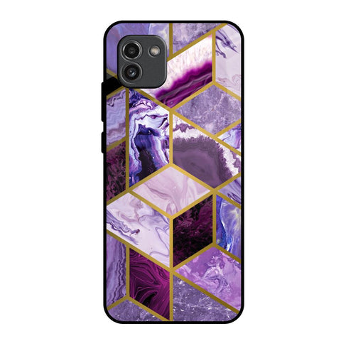 Purple Rhombus Marble Glossy Case for Samsung Galaxy A03