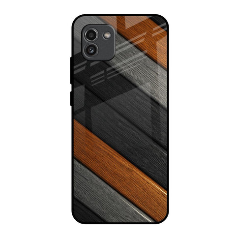 Tri Color Wood Glossy Case for Samsung Galaxy A03