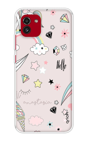 Unicorn Doodle Soft Cover For Samsung Galaxy A03