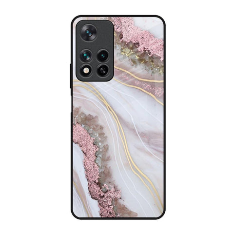 Pink & Gold Gllitter Marble Glossy Case for Redmi Note 11 Pro 5G