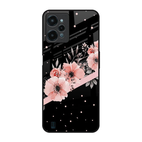 Floral Black Band Glossy Case For Realme C31