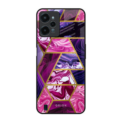 Electroplated Geometric Marble Glossy Case for Realme C31