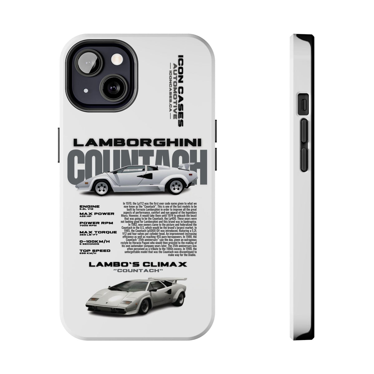 Lamborghini Countach White Premium Tough Shining Phone Case (Double Layer) Available For All iPhone Models