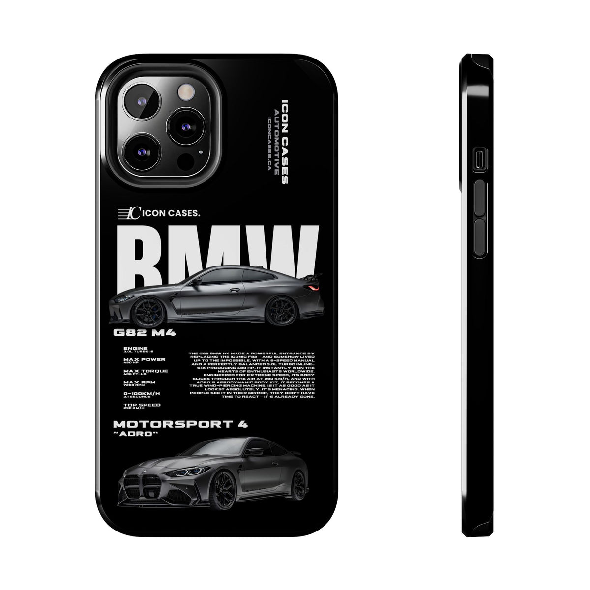 BMW M4 (G82) Black Premium Tough Shining Phone Case (Double Layer) Available For All iPhone Models