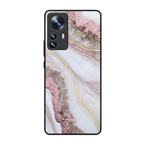 Pink & Gold Gllitter Marble Glossy Case for Mi 12 Pro 5G
