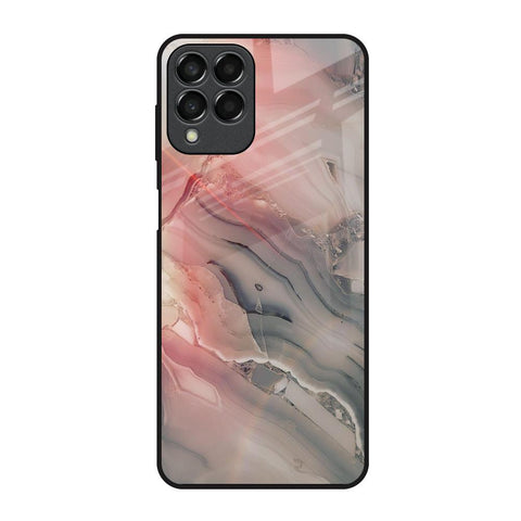 Pink And Grey Marble Glossy Case For Samsung Galaxy M53 5G