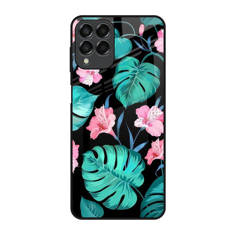 Tropical Leaves & Pink Flowers Glossy Case for Samsung Galaxy M53 5G