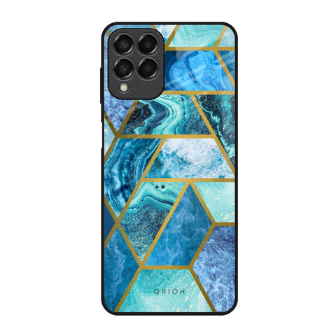 Turquoise Geometrical Marble Glossy Case for Samsung Galaxy M53 5G