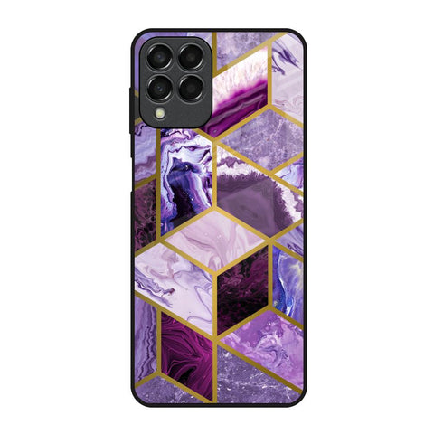 Purple Rhombus Marble Glossy Case for Samsung Galaxy M53 5G