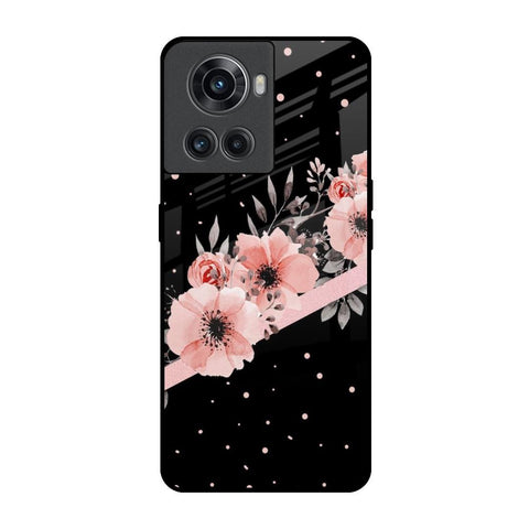 Floral Black Band Glossy Case For OnePlus 10R 5G