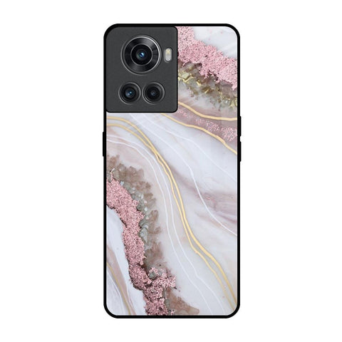Pink & Gold Gllitter Marble Glossy Case for OnePlus 10R 5G