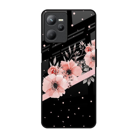 Floral Black Band Glossy Case For Realme C35