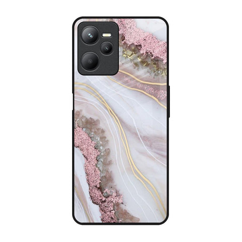 Pink & Gold Gllitter Marble Glossy Case for Realme C35