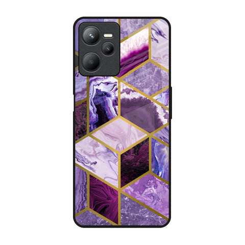 Purple Rhombus Marble Glossy Case for Realme C35