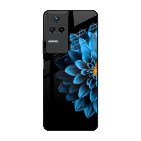 Half Blue Flower Glossy Case for Poco F4 5G