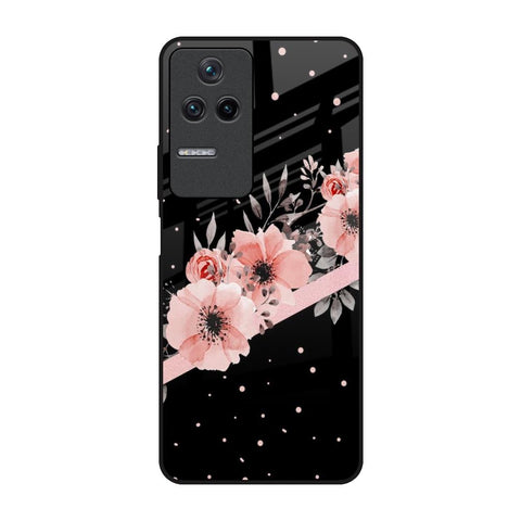 Floral Black Band Glossy Case For Poco F4 5G