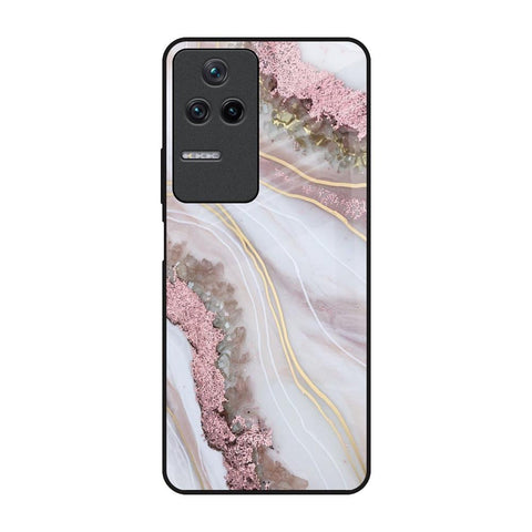 Pink & Gold Gllitter Marble Glossy Case for Poco F4 5G