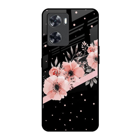 Floral Black Band Glossy Case For Oppo A57 4G