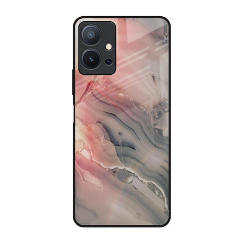 Pink And Grey Marble Glossy Case For Vivo T1 5G