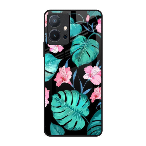 Tropical Leaves & Pink Flowers Glossy Case for Vivo T1 5G