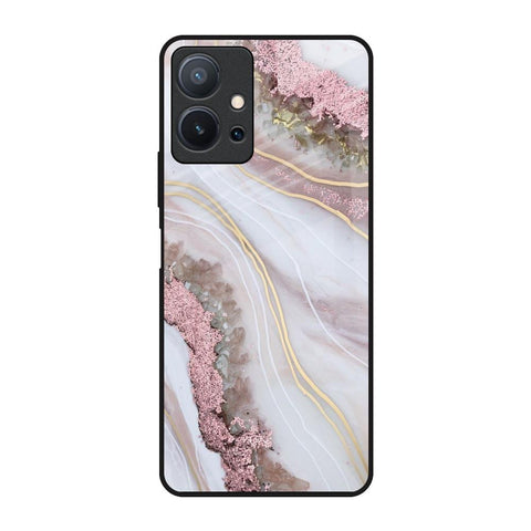 Pink & Gold Gllitter Marble Glossy Case for Vivo T1 5G