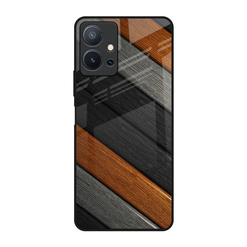 Tri Color Wood Glossy Case for Vivo T1 5G
