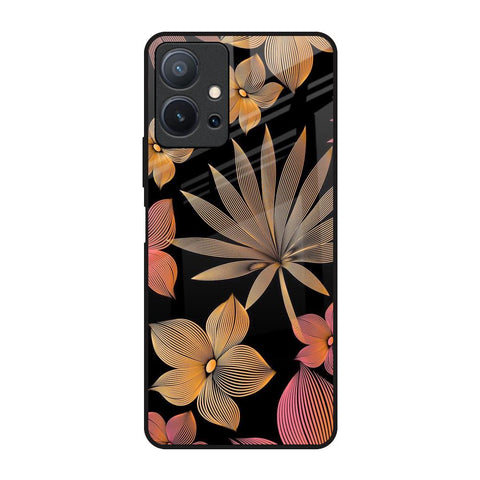 Lines Pattern Flowers Glossy Case for Vivo T1 5G