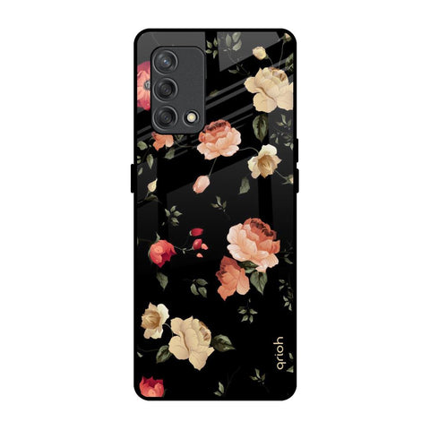 Black Spring Floral Glossy Case for Oppo F19s