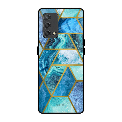 Turquoise Geometrical Marble Glossy Case for Oppo F19s