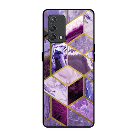 Purple Rhombus Marble Glossy Case for Oppo F19s