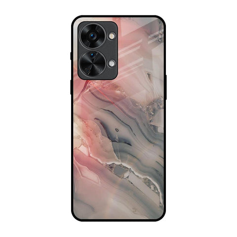 Pink And Grey Marble Glossy Case For OnePlus Nord 2T 5G
