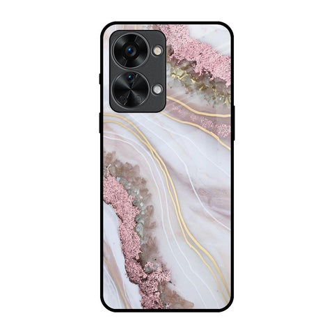 Pink & Gold Gllitter Marble Glossy Case for OnePlus Nord 2T 5G