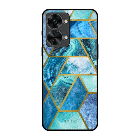 Turquoise Geometrical Marble Glossy Case for OnePlus Nord 2T 5G