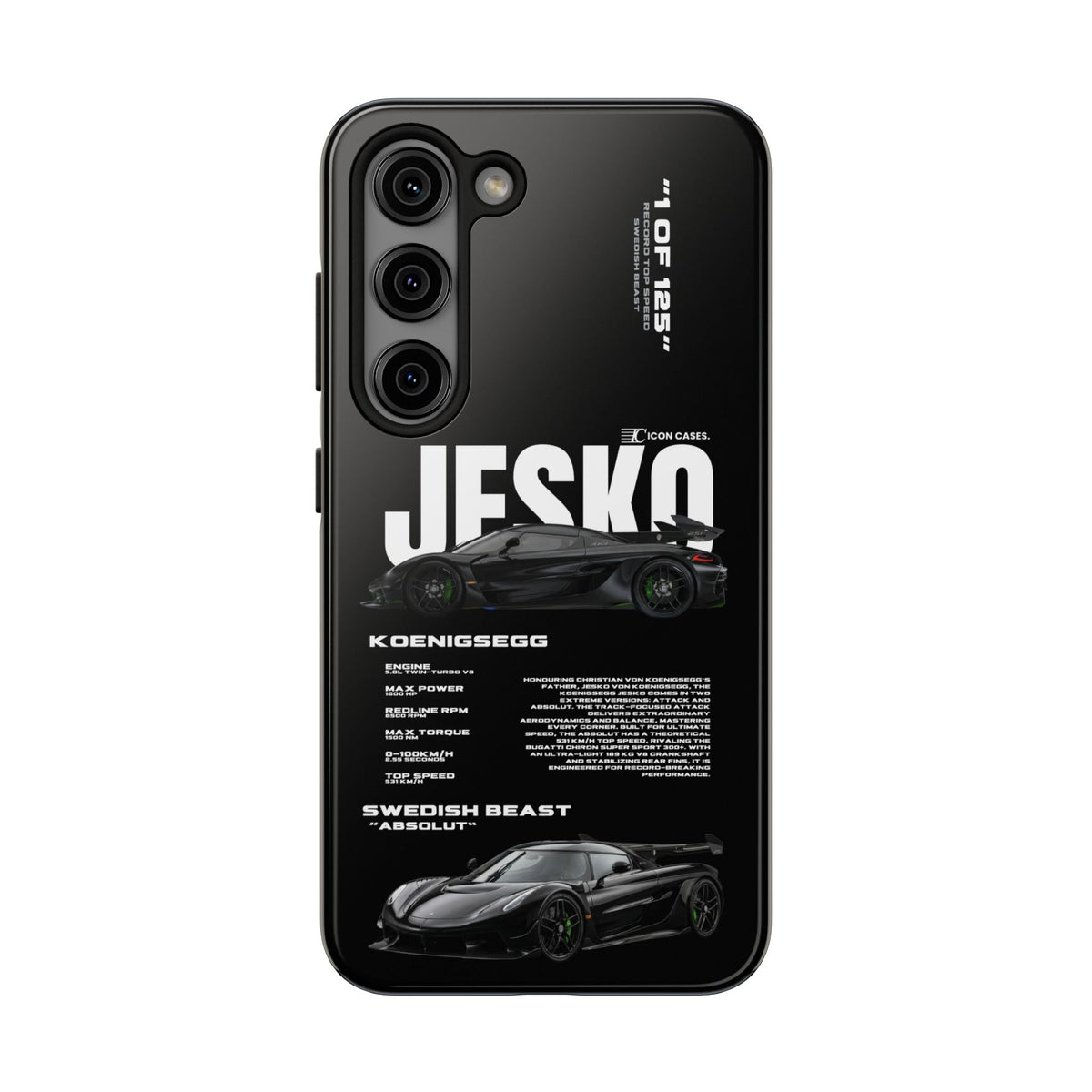 Koenigsegg Jesko Black Premium Tough Shining Phone Case (Double Layer) Available For All iPhone Models