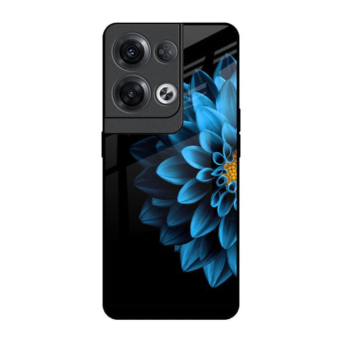 Half Blue Flower Glossy Case for Oppo Reno8 Pro 5G