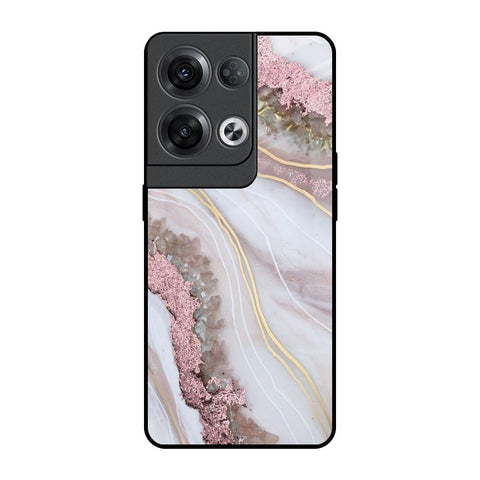 Pink & Gold Gllitter Marble Glossy Case for Oppo Reno8 Pro 5G