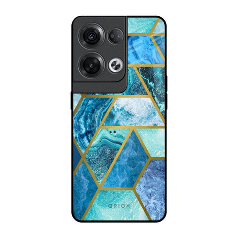 Turquoise Geometrical Marble Glossy Case for Oppo Reno8 Pro 5G