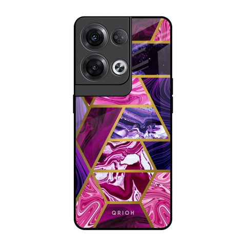 Electroplated Geometric Marble Glossy Case for Oppo Reno8 Pro 5G