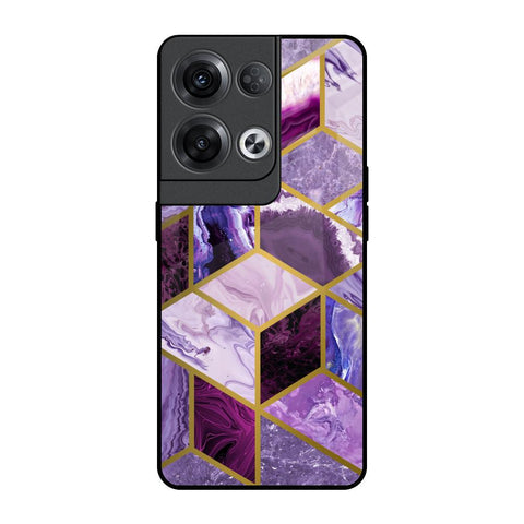 Purple Rhombus Marble Glossy Case for Oppo Reno8 Pro 5G