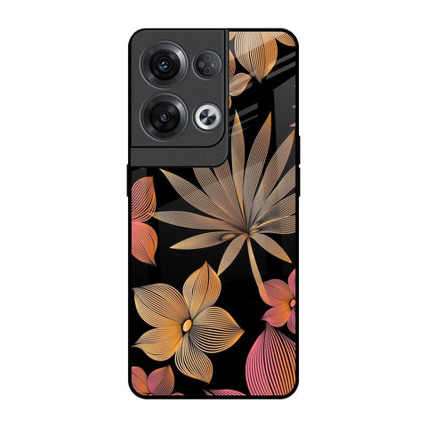 Lines Pattern Flowers Glossy Case for Oppo Reno8 Pro 5G