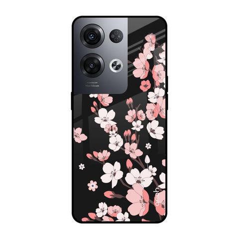 Black Cherry Blossom Glossy Case for Oppo Reno8 Pro 5G