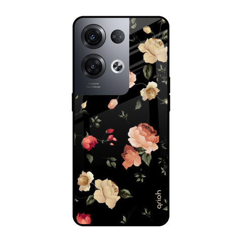 Black Spring Floral Glossy Case for Oppo Reno8 Pro 5G