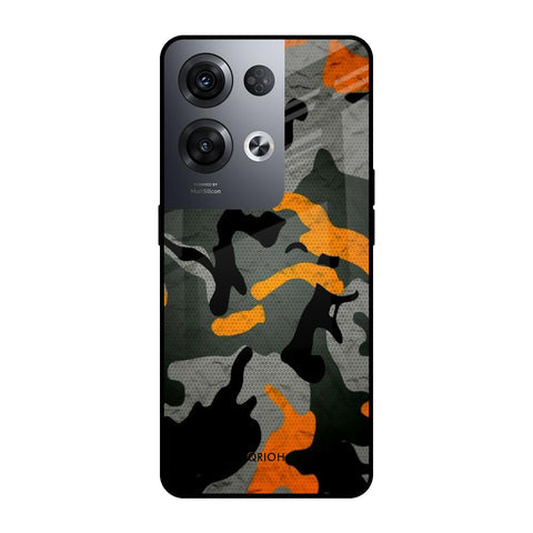 Camouflage Orange Glossy Case For Oppo Reno8 Pro 5G