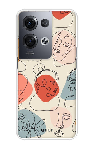 Abstract Faces Soft Cover for Oppo Reno8 Pro 5G