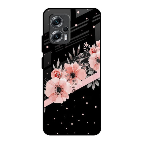 Floral Black Band Glossy Case For Redmi K50i 5G