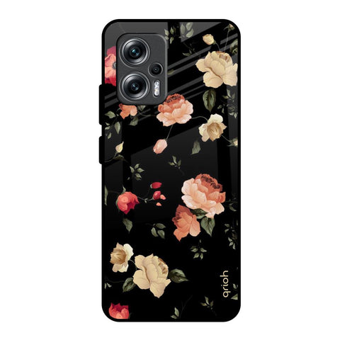 Black Spring Floral Glossy Case for Redmi K50i 5G