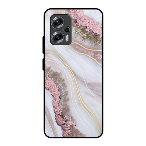 Pink & Gold Gllitter Marble Glossy Case for Redmi K50i 5G